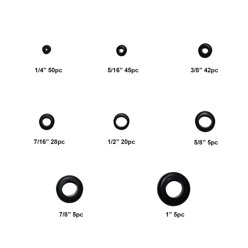 RUMMAIX 200 Pcs Rubber Grommets for Wiring - 8 Sizes (1/4", 5/16", 3/8", 7/16", 1/2", 5/8", 7/8", 1") Hole Rubber Grommet Assortment Kit for Wire - Image 2